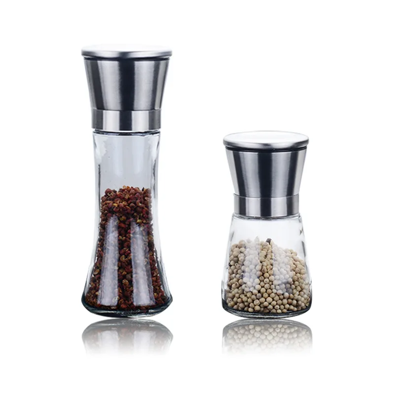 Hot sale spice bottles with grinder lid ceramic salt and pepper grinders with mill