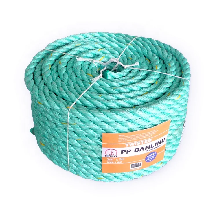 Высокое качество 3 нитка твист полипропиленовая веревка цвета морской волны polysteel pp danline для