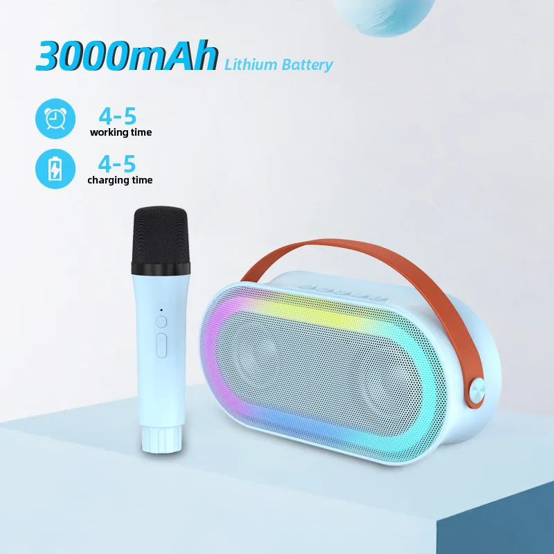 New Wireless K-Song Bluetooth Speaker Portable Home Outdoor Karaoke Colorful Atmosphere Light K-Song Integrated Sound System