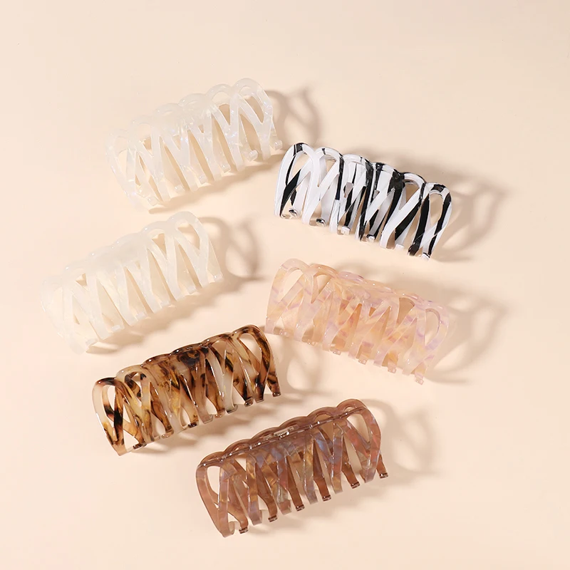 acrylic French high quality petals pattern 100mm hair claw clip rhinestone acetate hair claw for ladies 222581