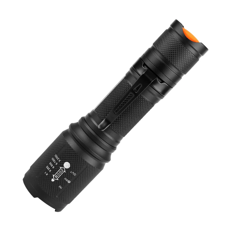 Portable Tactical Aluminum Alloy Flashlights 5 Modes T6 Zoomable Clip Torch Light LED High Lumen Flashlight Set
