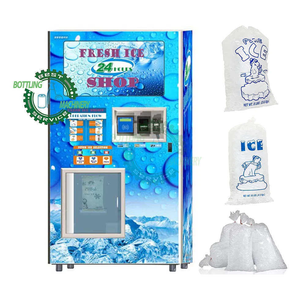 24 Hour commercial community Self-service water and bag cube ice vending machine for selling