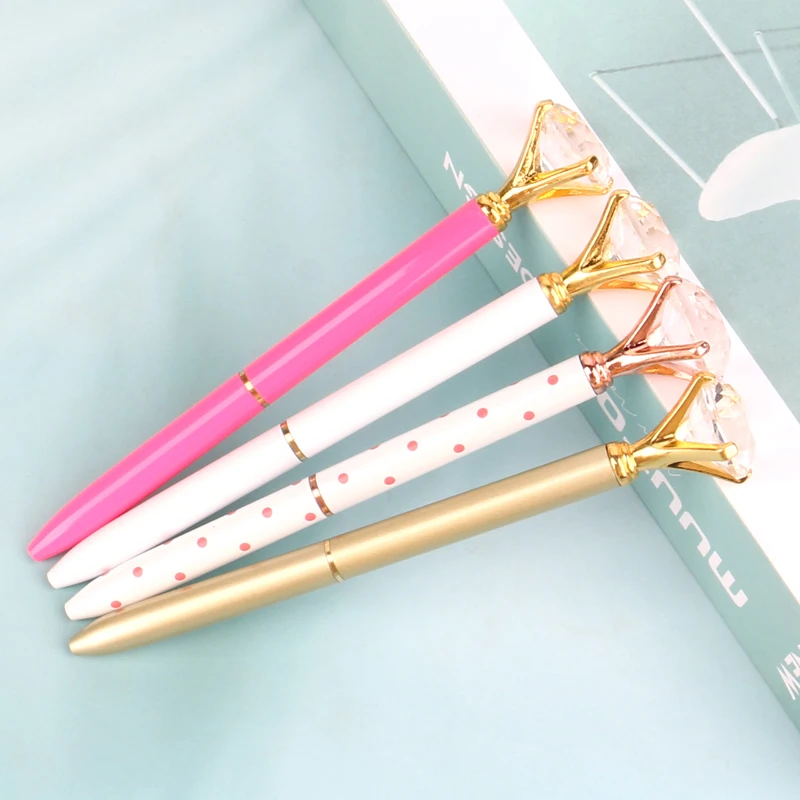 wholesale crystal gemstone ball-point pen with diamond for student write equipment