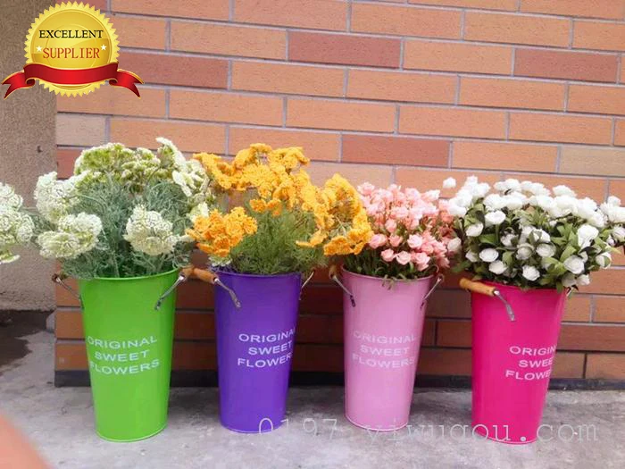 Fower Bucket Box Retail  Kiosk Silver Metal 16cm Children Flower Bucket Toy