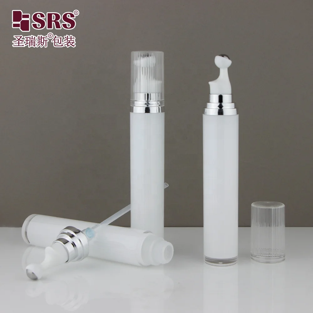 15ml 20ml Empty Acrylic Double Wall Eye Cream Massage Roller Steel Ball Roll On Plastic Bottle