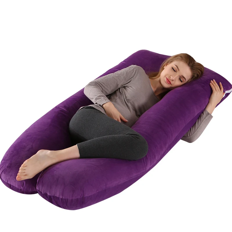 Momcozy Cotton Crystal Velvet U-Shaped Pregnancy Pillow Cases Cheaper Pregnancy Pillow With Removable Cover