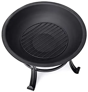 JIANYI Small Fire Pit 22 inch Outdoor Wood Burning Portable Firepit BBQ Grill Steel Fire Bowl Bonfire