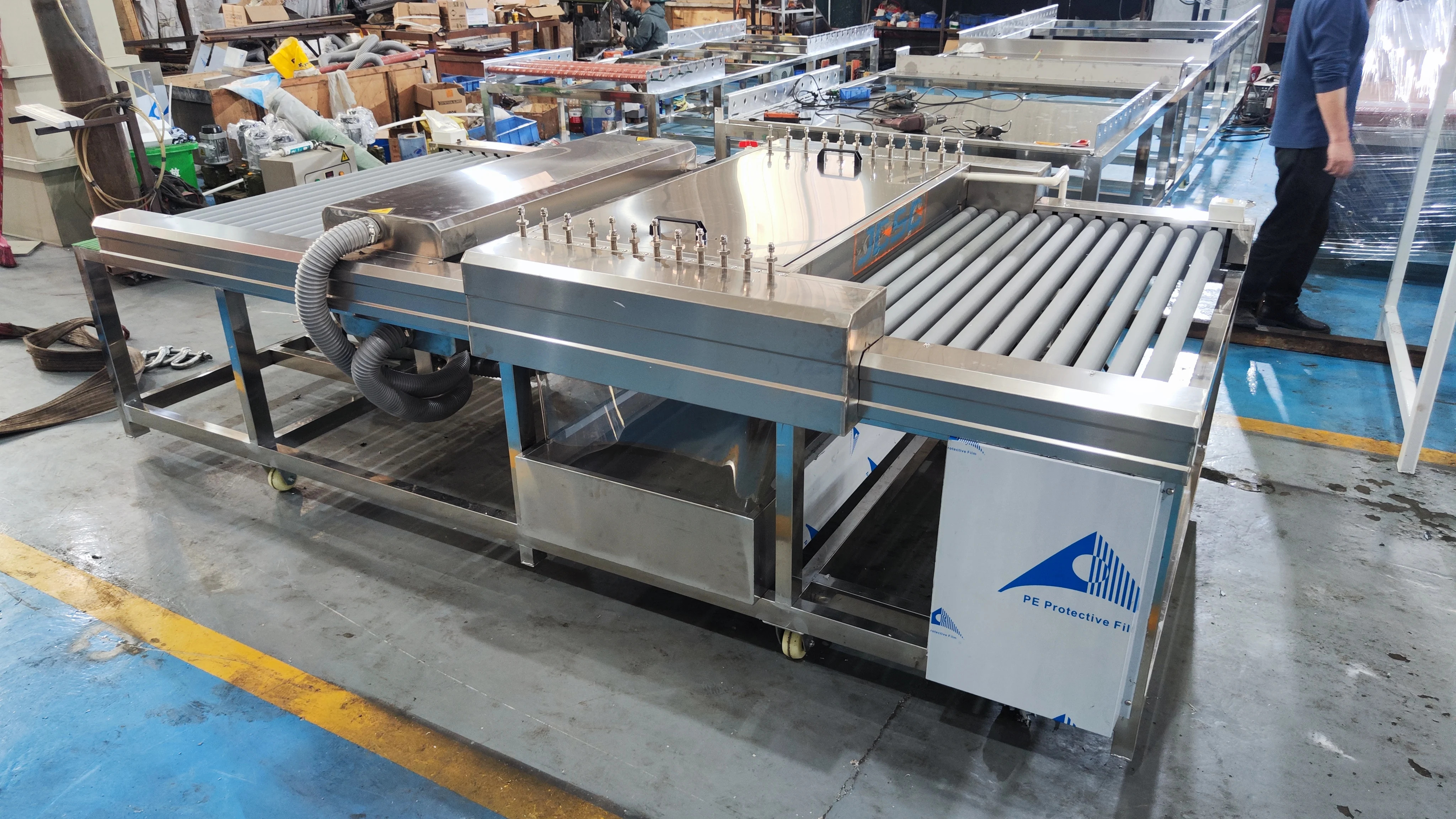 Guangdong best discount tempered glass cleaning machine vertical 1200mm glass washer  machine with dryer Glass washing machine