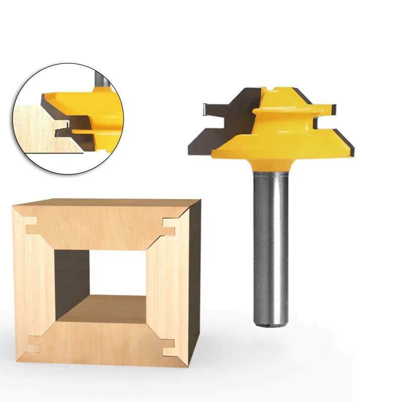 45 Degree Lock Miter Router Bit Woodworking Tenon Milling Cutter Tool Drilling Milling For Wood Carbide Alloy wood woodworking