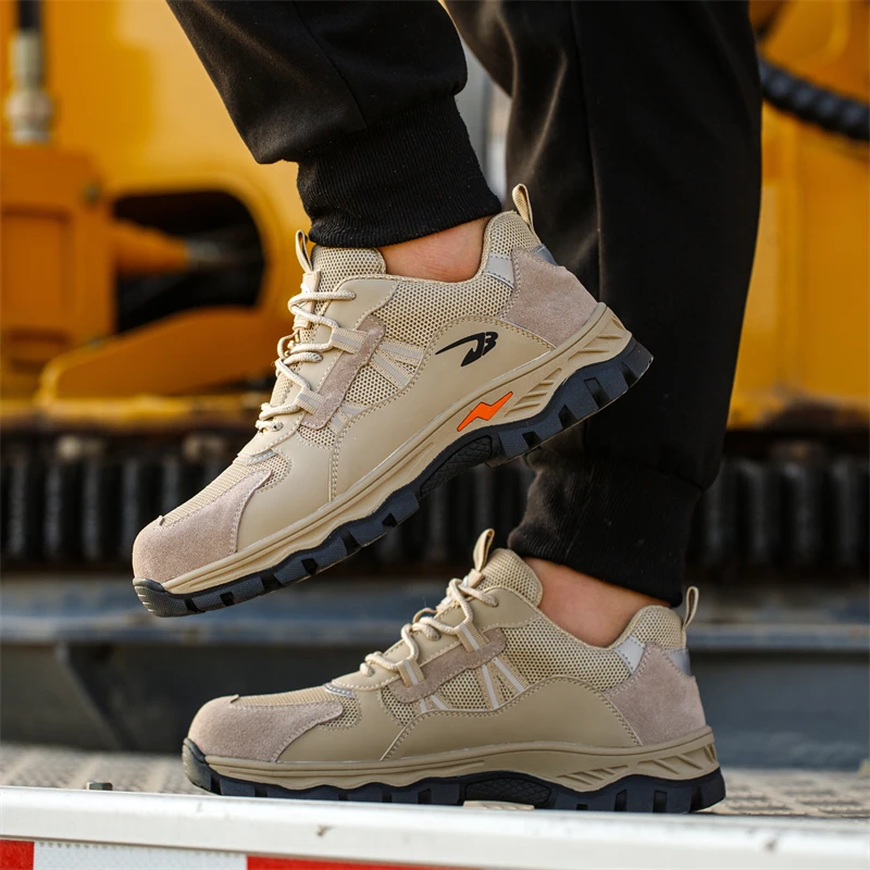 Custom logo industrial engineer working shoes miner construction steel toe sneakers outdoor hiking sport safety shoes