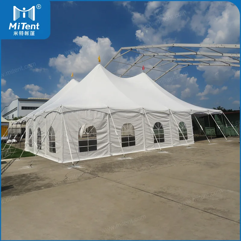 Luxury 80x80ft Canvas Wedding Pole Circus Tent for 250 Seaters with Decorated Ceiling Liners