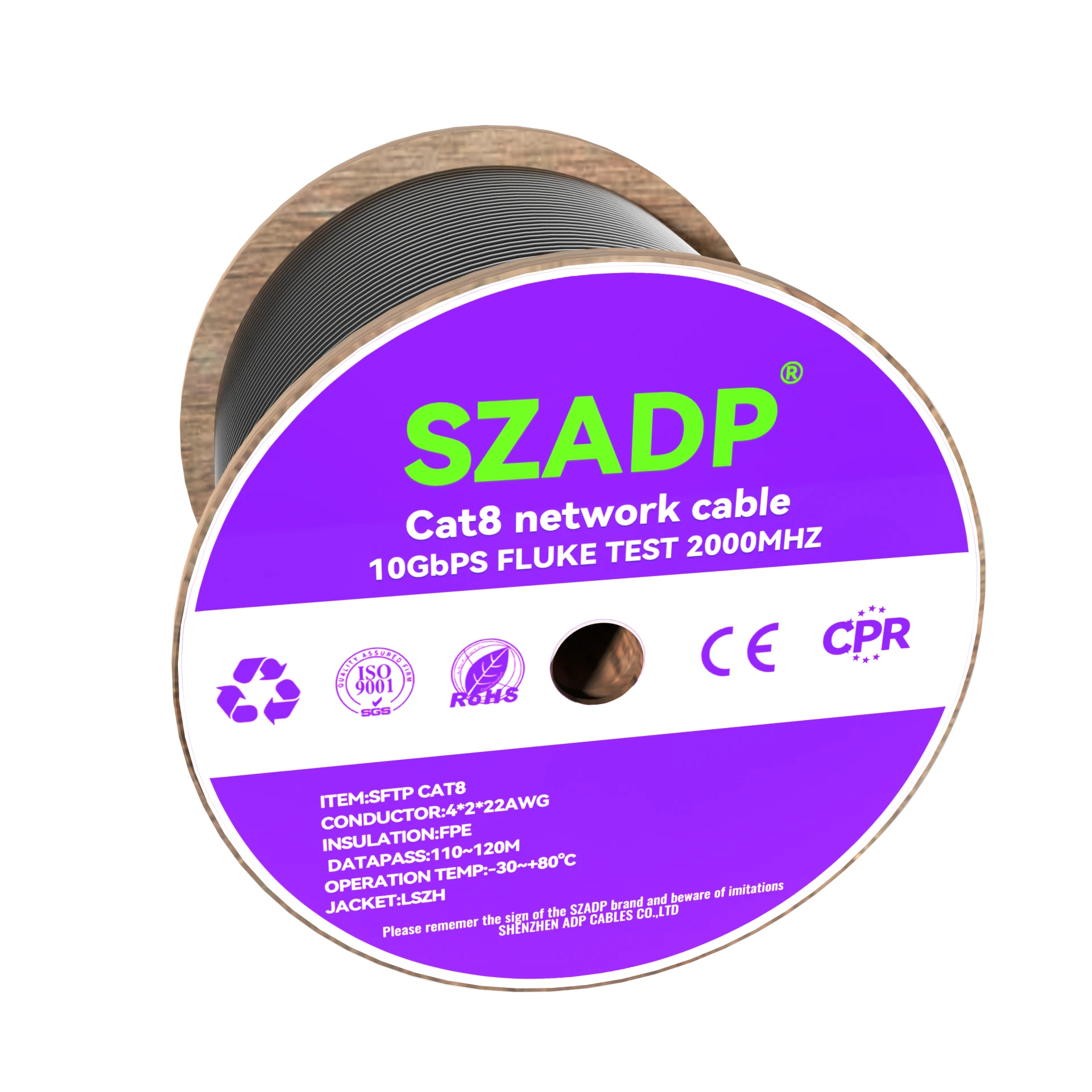 High Performance 305m LAN Cable CAT8 Pure Copper Conductor with PVC/LSZH Sheath UTP Shield RJ45 Connector 23AWG Ethernet Cable