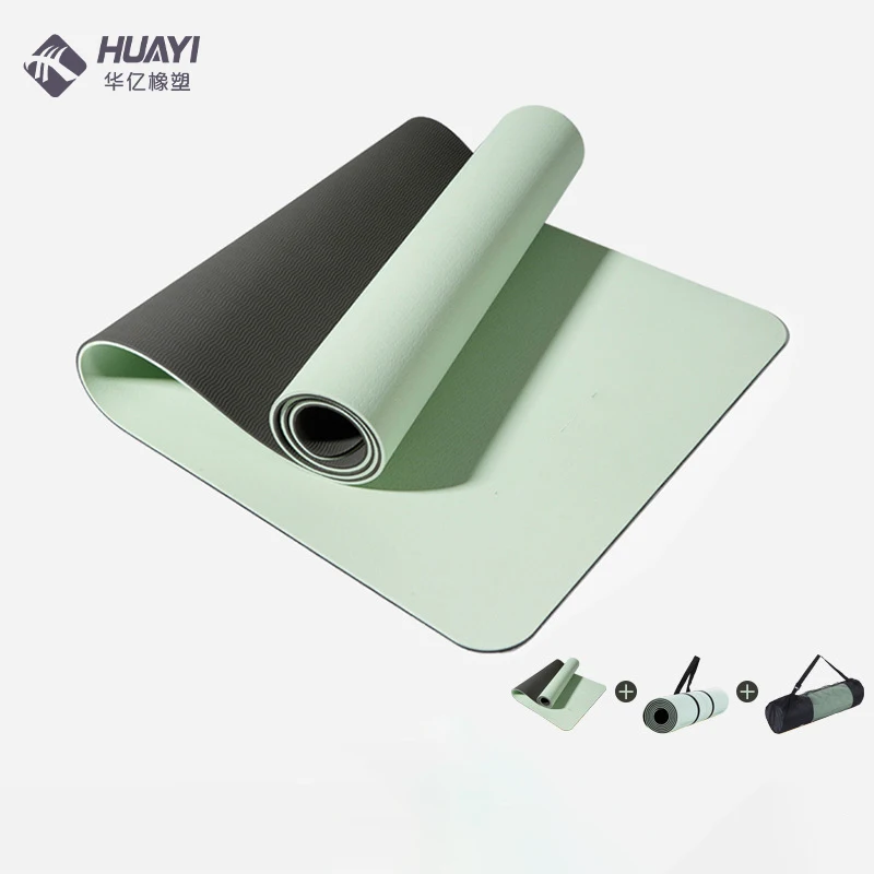 Dropshipping Tpe Yoga Matt De Sport Gym Yogamatt Anti Slip 6mm Custom Logo UV Print Eco Friendly Double Layer Mat
