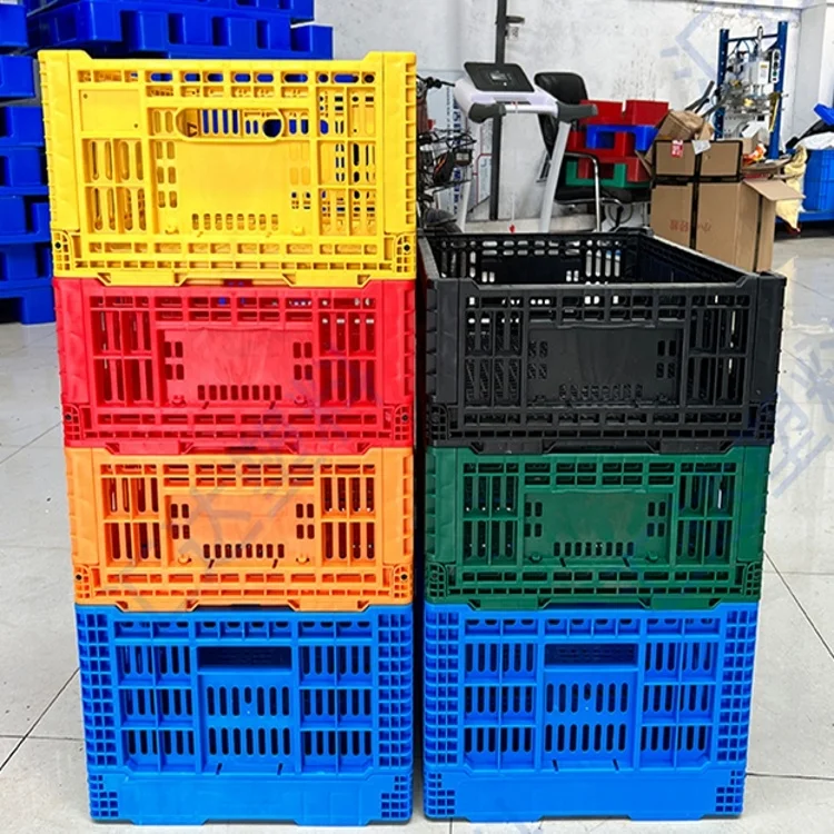 Wholesale 600*400mm Fruit Vegetable Storage Collapsible Plastic Crates Folding Crates