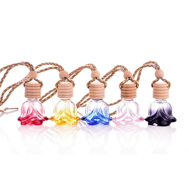 Flower sharp empty hanging car perfume bottle air car freshener