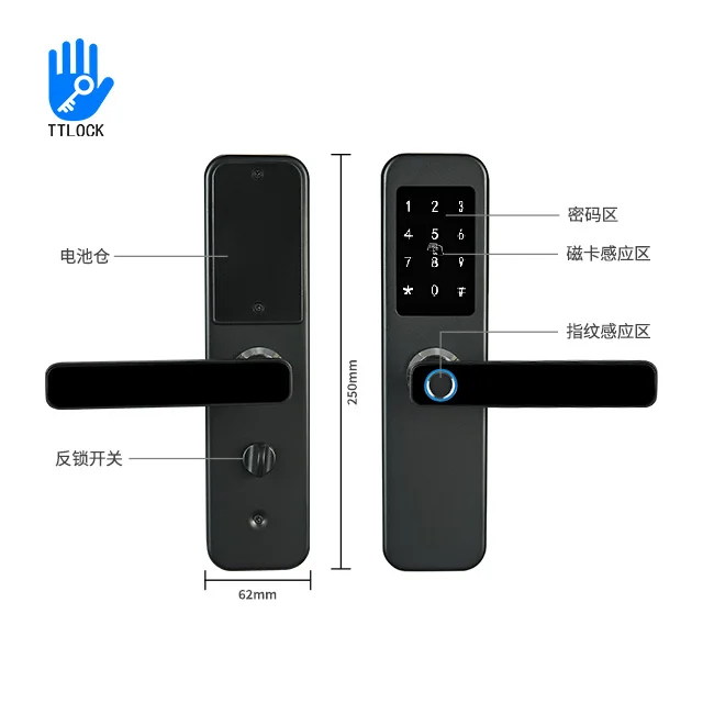 Tuya Wifi Intelligent Keypad Finger Electronic Password Tt Biometric Security Code Smart Magnet Fingerprint Door Lock