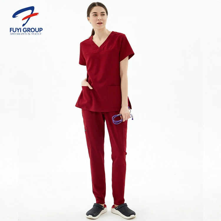 FUYI group best selling customized fashionable surgical suit scrubs nursing uniforms sets nurse uniform