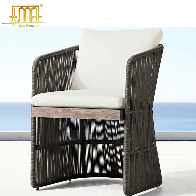 All-weather cord gracefully curving back and down-swept arms outdoor furniture luxury rope chair