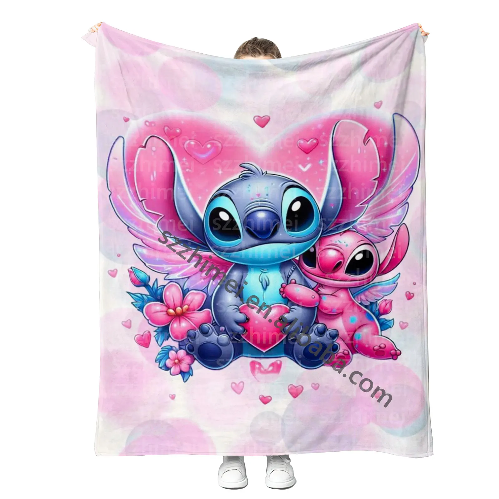 NOT MOQ Custom 3D Print Fashion Cute Stitches Baby Kids Sublimation Flannel Fleece Super Soft Throw Blankets