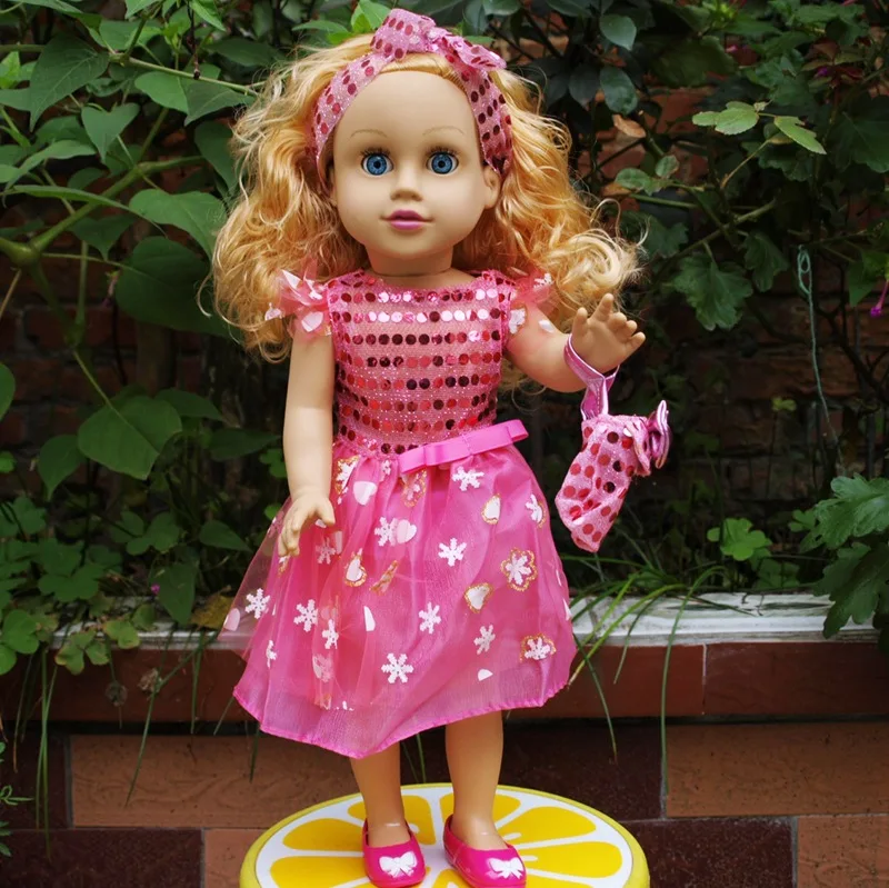 New Arrival 18 inch 45 cm American Doll Reborn Baby Doll with Thick Wig Hair for Girls Gift American Girls Doll Clothes