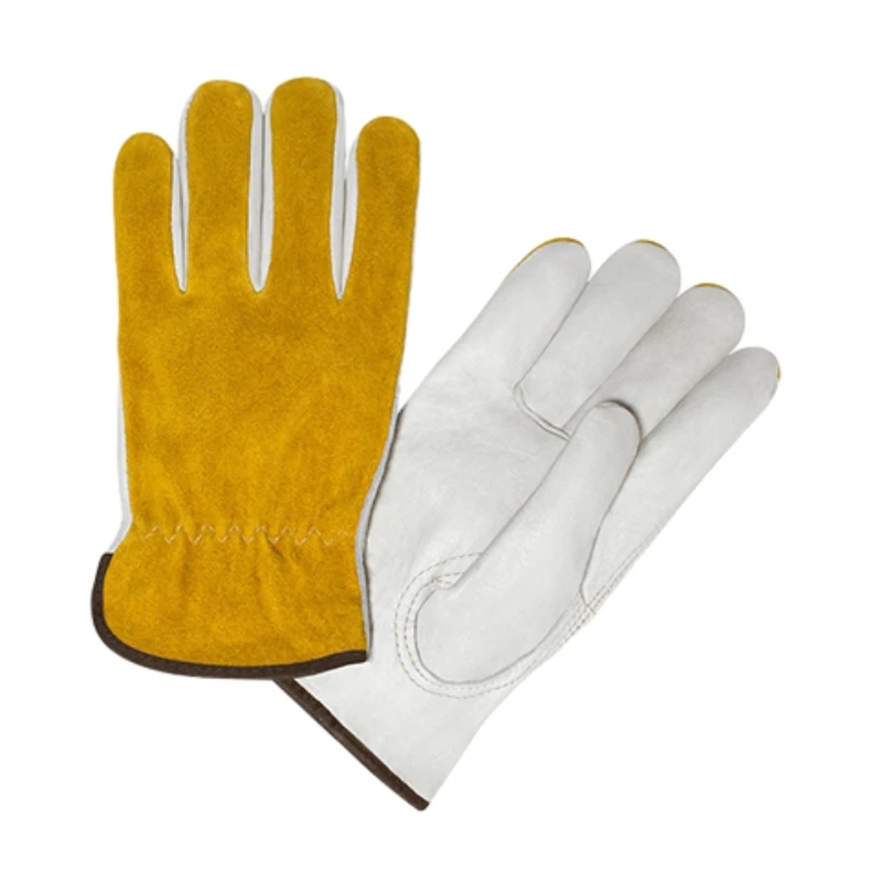 High Quality Safety Welding Gloves White Goat Grain Leather Gloves (10,5 inches)