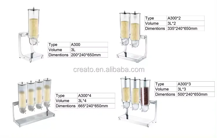 Single head stainless steel buffet cereal dispenser  for Warehousing & Supermarket Supplies