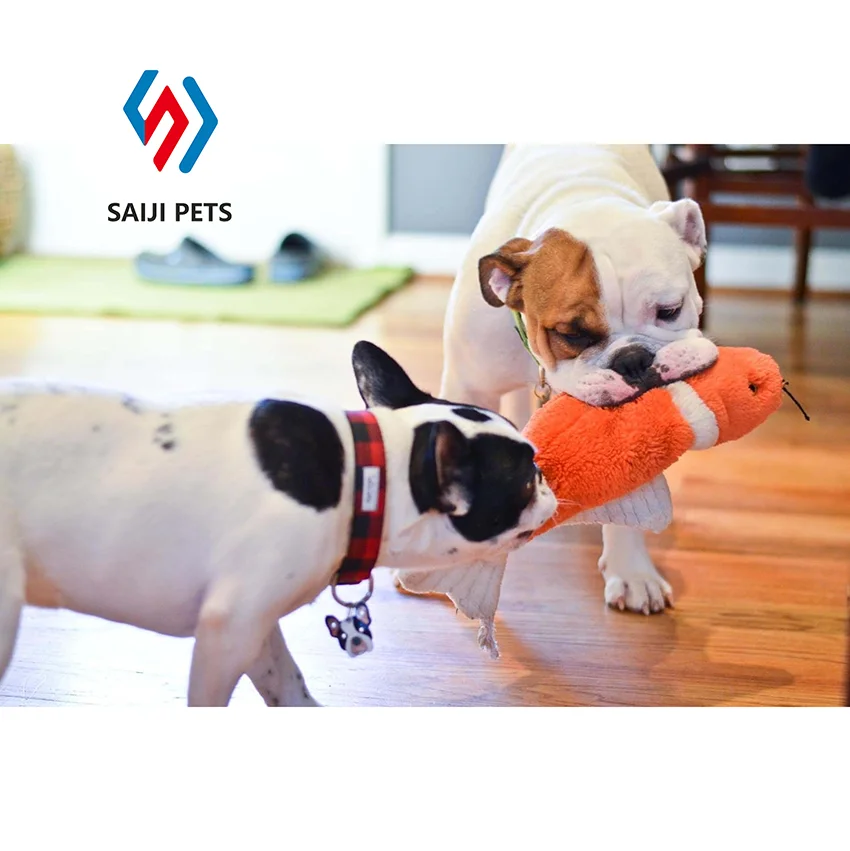 Creative goldfish shaped Plush pet dog cat toy chew molar interactive squeaky pet plush toy fish