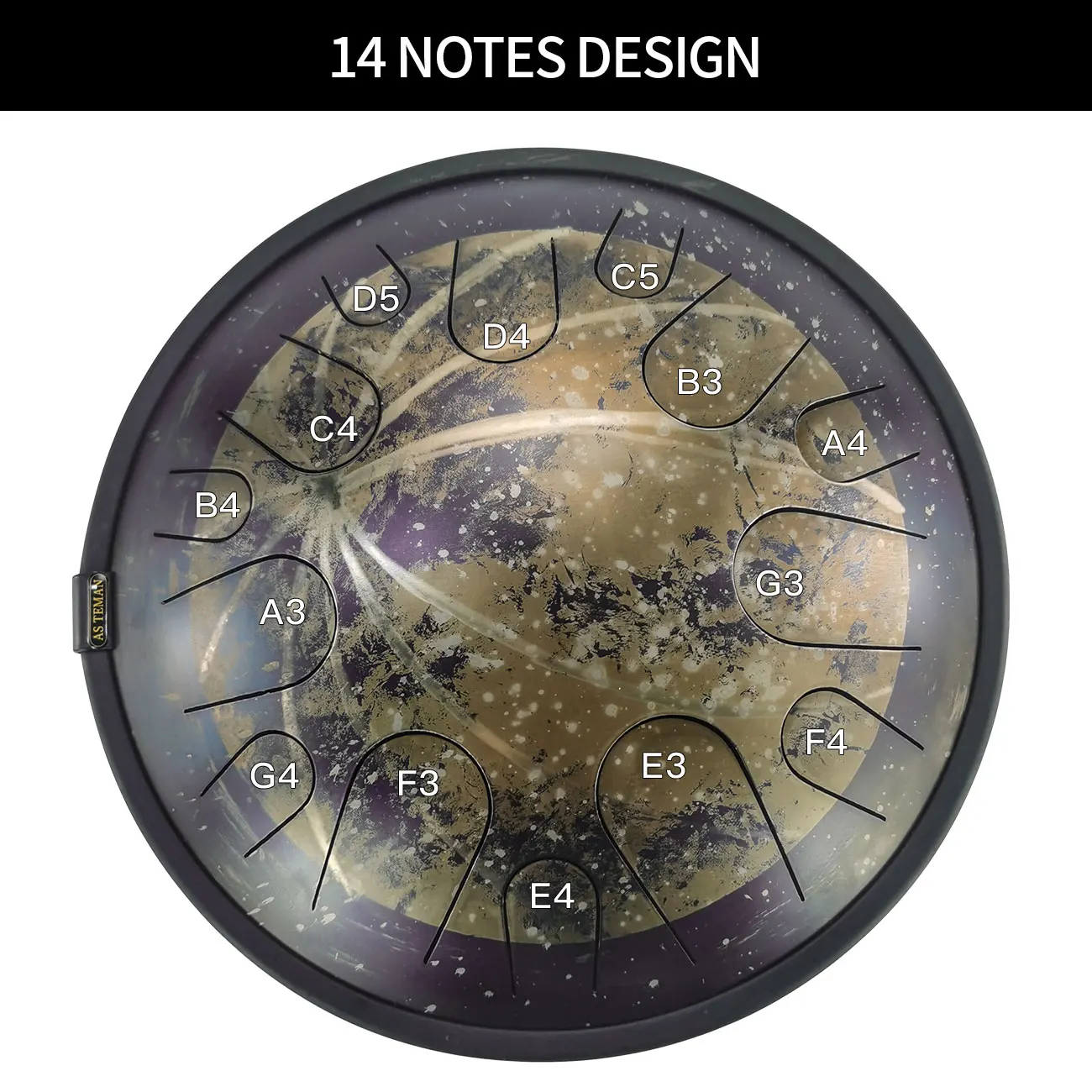 ASTEMAN Steel Tongue Drum Universe series moon 14 inch 14 tone