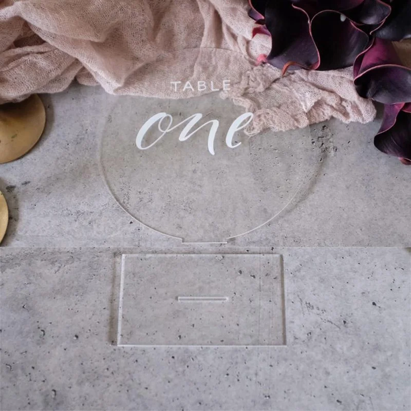White Acrylic Table Numbers Round Desktop Wedding Table Number Hotel Sign Stand With Base