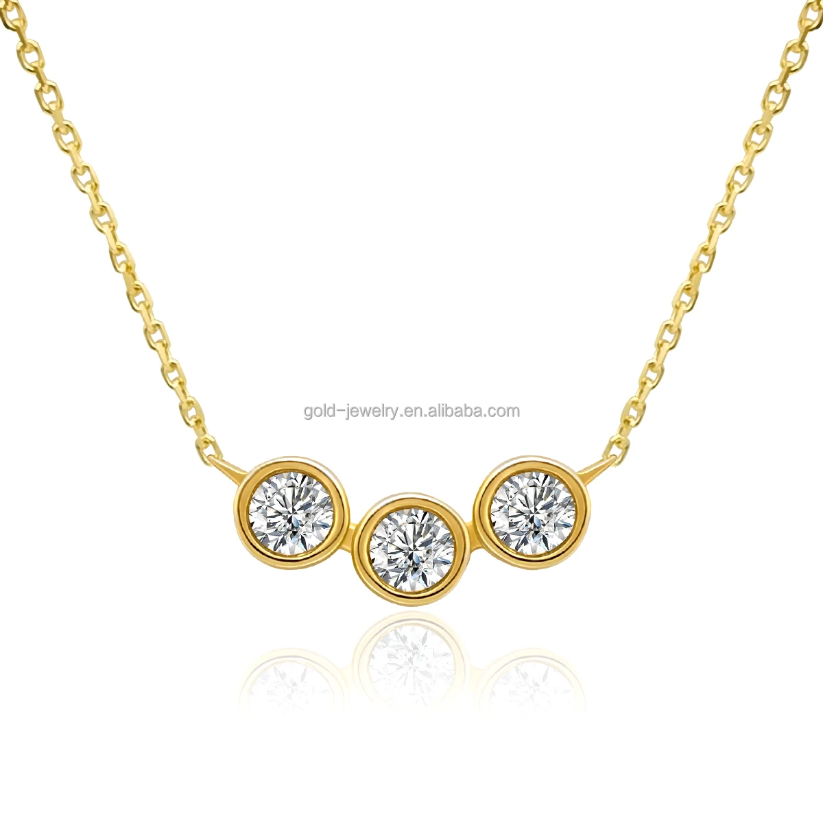 Роскошные изысканные ювелирные изделия AU585 14K сплошное желтое золото лабораторное бриллиантовое ожерелье популярный дизайн