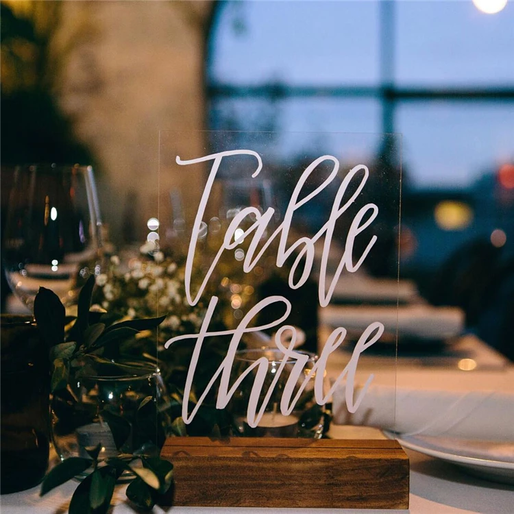 A&C Clear Acrylic Geometric Wedding Table Numbers for Wedding Table Decoration