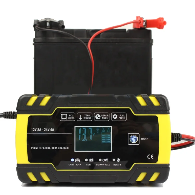 Battery Charger Maintainer Trickle 12V 24V Car Automatic Motorcycle Truck Repair Mode LCD Display Battery Charger