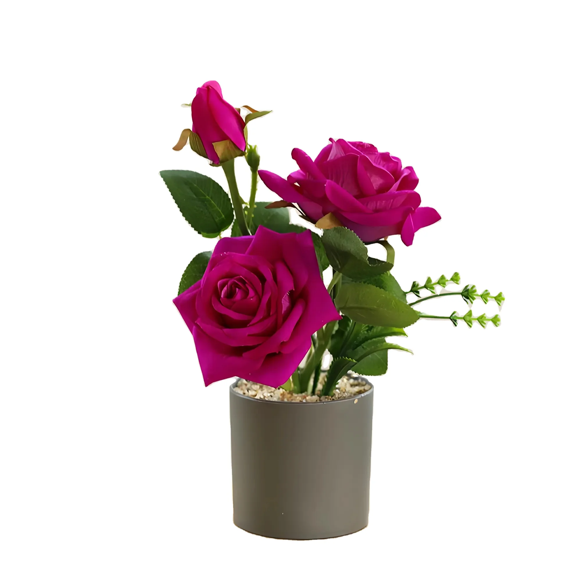 Hot selling Cheap High Quality Artificial Rose Flower Bonsai Mini Desktop Potted Artificial Flowers to Decorate Party
