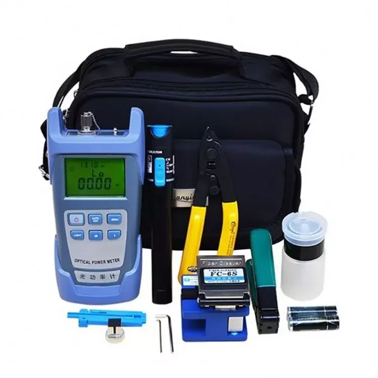 Hot sell FTTH Fiber Optic Tool Kit with Optical Power Meter and Visual Fault Locator and FC-6S Fiber Cleaver
