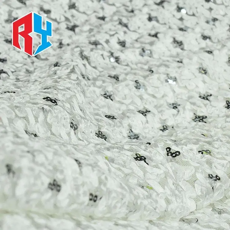 Keqiao high quality sequin lace fabric bridal fabric luxury embroidery beads sequins cotton fabric per meter for dress