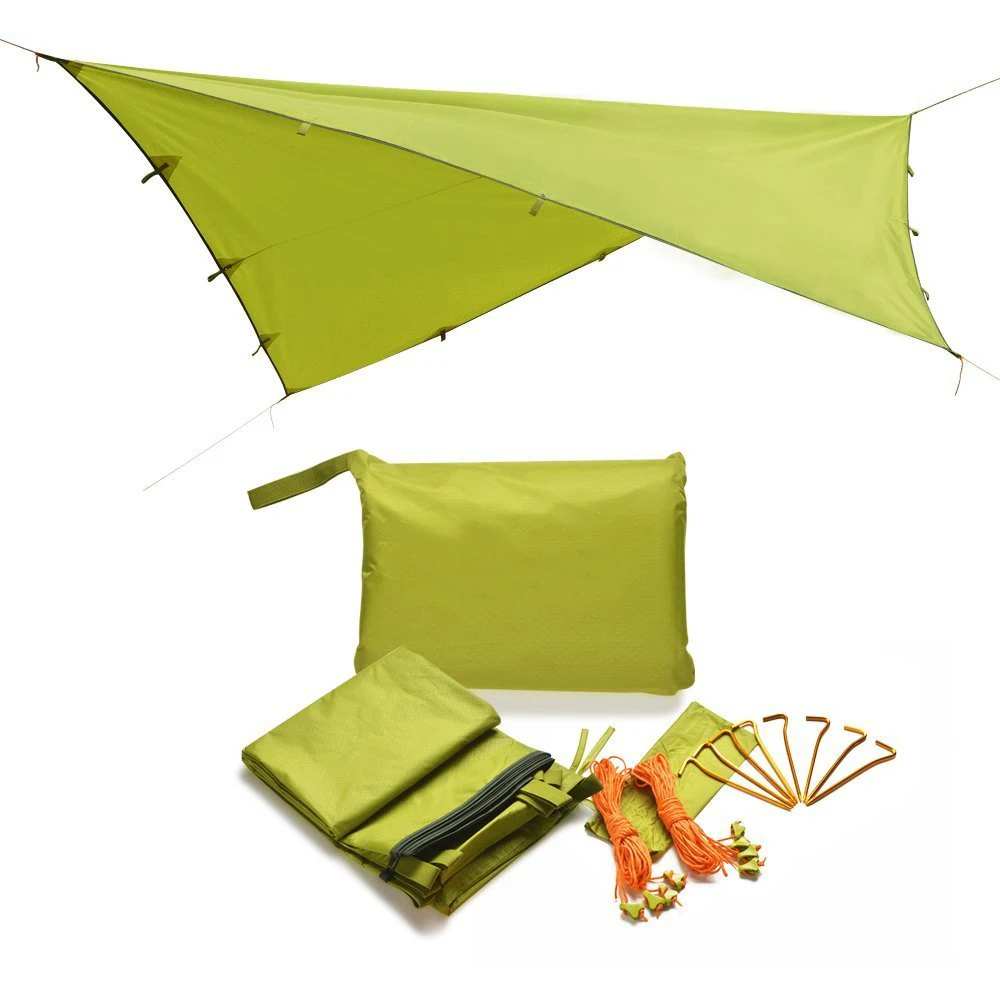 Outdoor Camping Tent Rain Fly tarp 210T Nylon ripstop Waterproof Lightweight Survival Gear Shelter for Camping