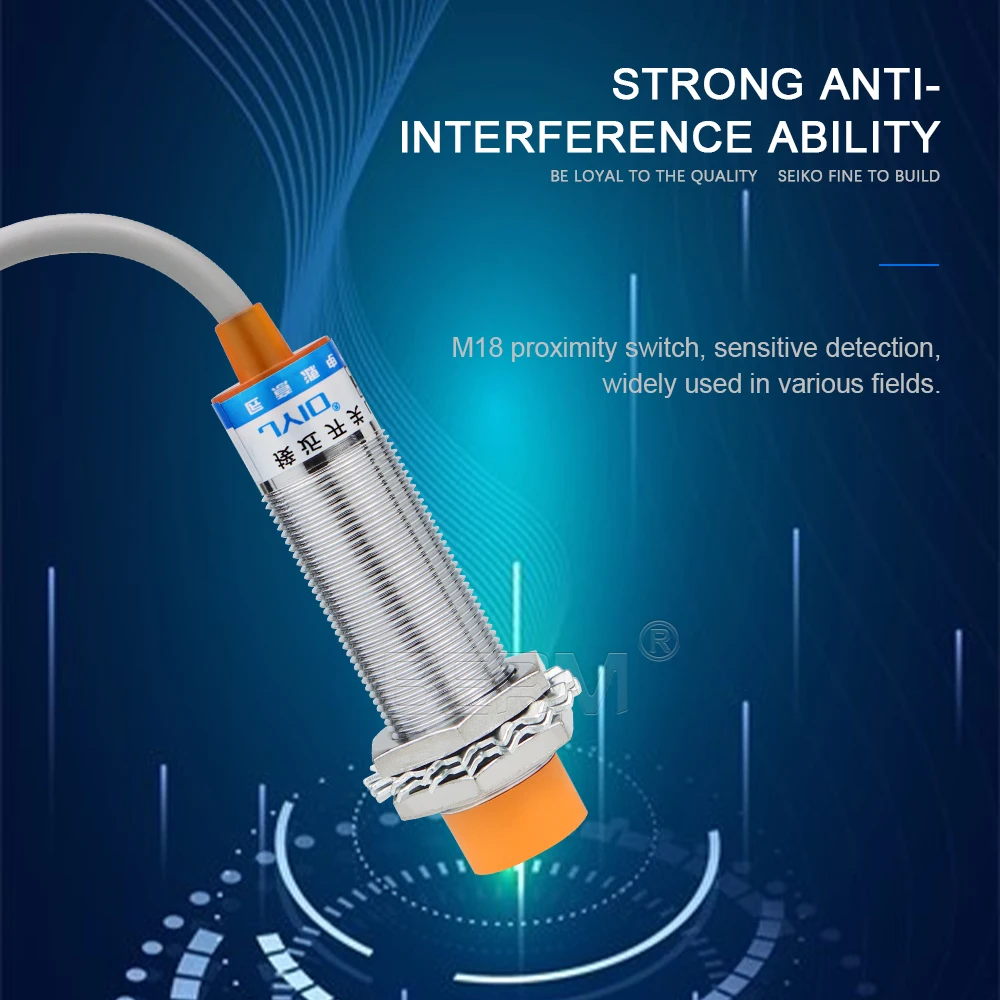 LJ18A3-8-Z/BX  Metal inductive proximity switch DC three-wire NPN normally open metal sensor. Dc 12 v24v36v