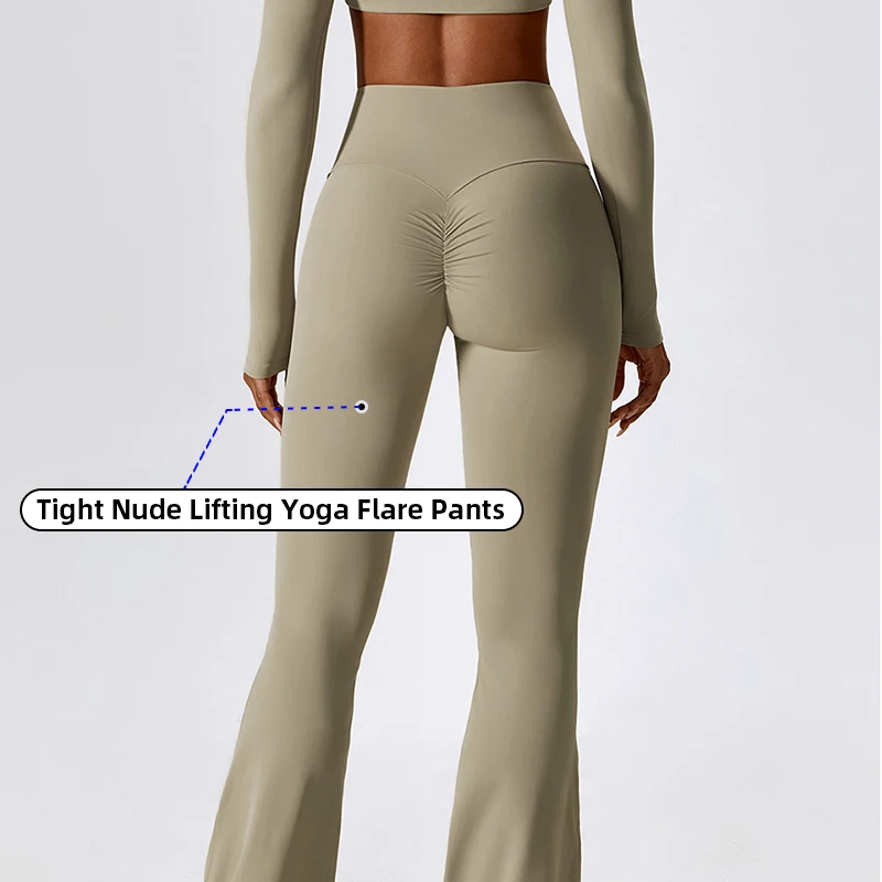 Yoke  Super soft scrunch butt wide leg leggings ropa de mujer high waisted compression flare sweat pants women wholesale