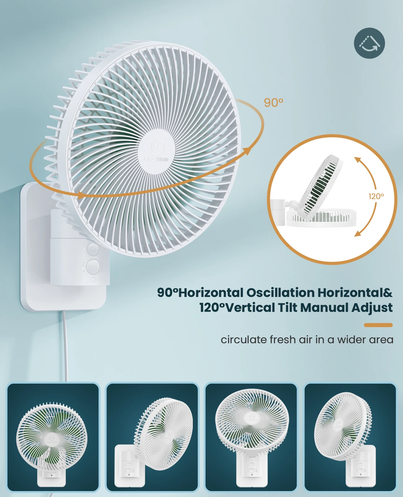 Modern 12V Dc Custom Small Mini Quiet 8Inch Multifunctional Air Cooling Timing Wall Mounted Electric Fans With Remote Controlled
