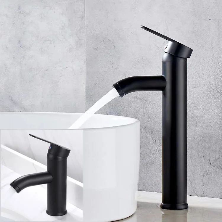 GALENPOO Black Bathroom Sink Faucet Single Handle Tall Vessel Sink Faucet Vanity Bathroom Faucet Basin Mixer Tap