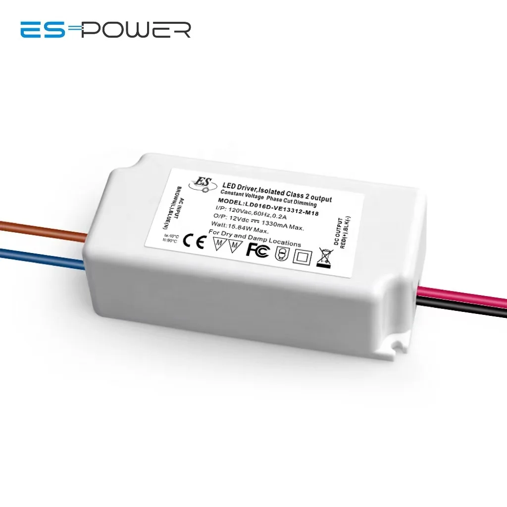 ES CE FCC 16W 24V 660mA Constant Voltage LED Driver with Phase Cut dimming
