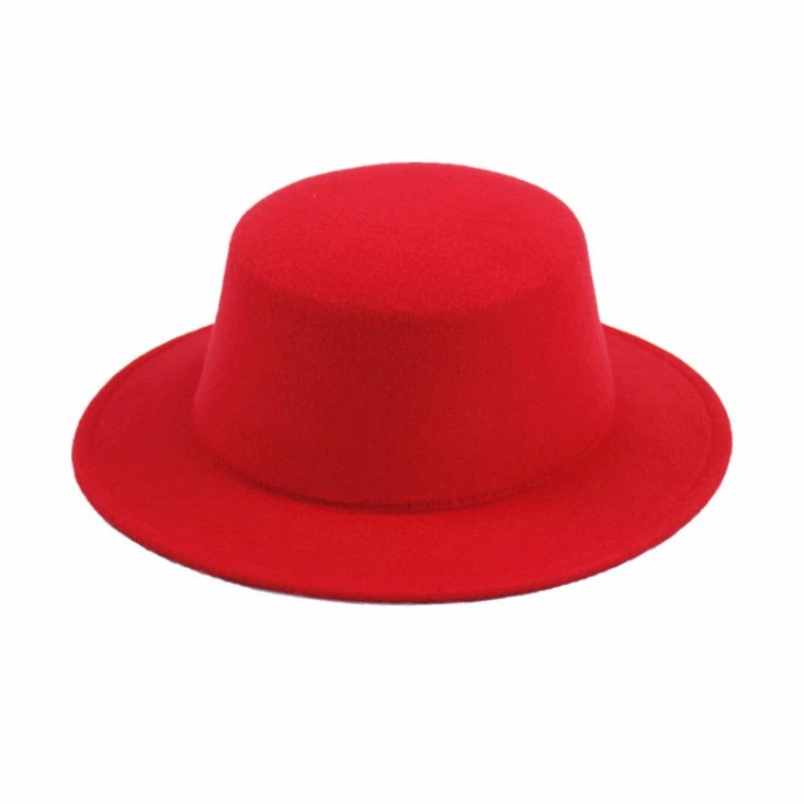  Wholesale Winter And Autumn New Fashion Jazz Cap Panama Vintage Size 54 cm kid Felt Hard Brim Fedora