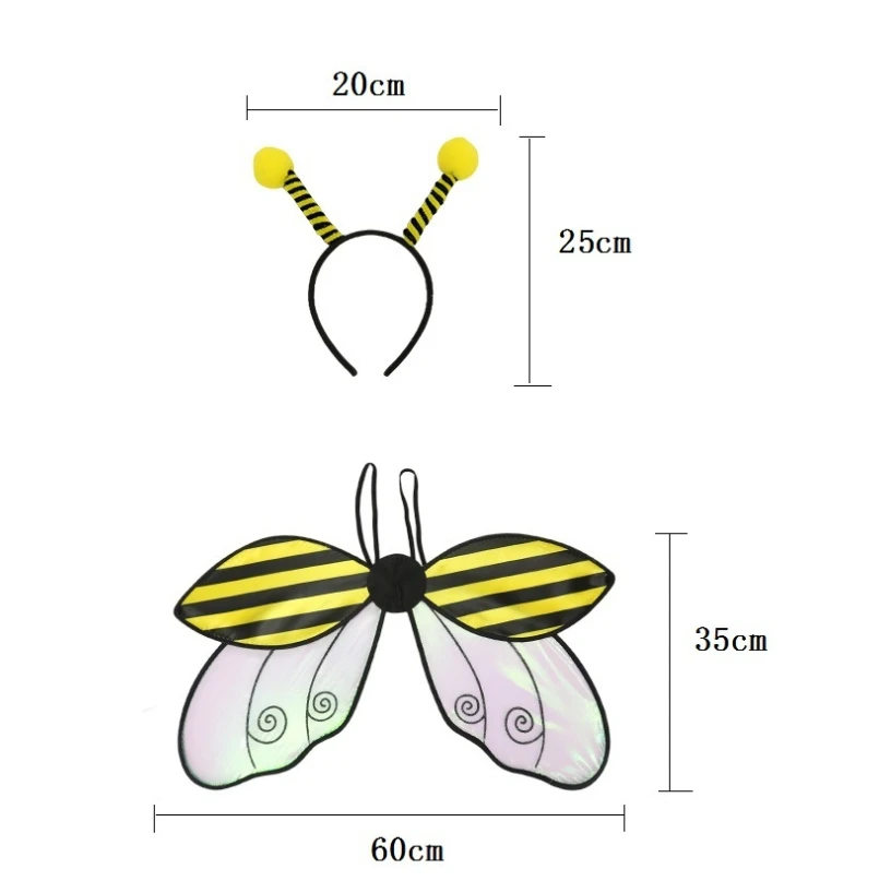 LP New Halloween holiday party masquerade ball Costume as an insect wing Ladybug bee wings 2-piece set