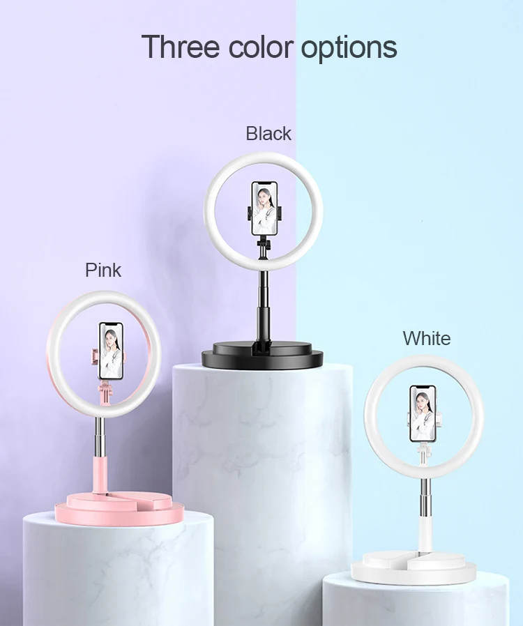 Portable LED Dimmable Ring Light Universal Selfie Ring Folding Beauty Makeup Fill Light For Video Studio Youtube Live With Stand