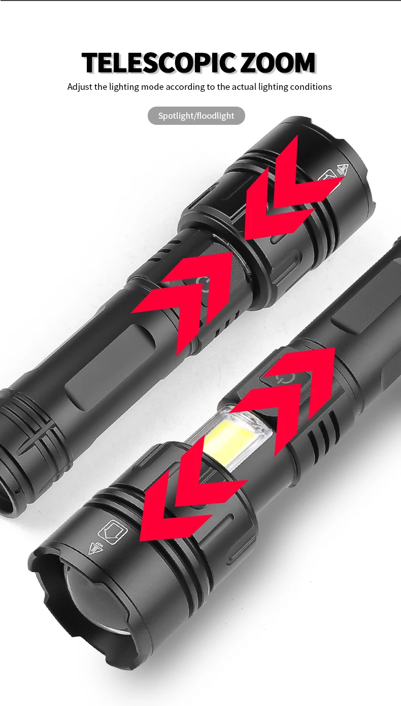 aeternam p70 power bank telescopic zoom attack head waterproof light rechargeable usb led tactical torch light flashlight