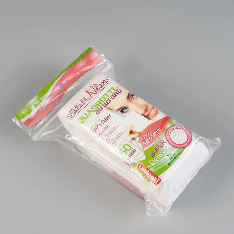 Двусторонние косметические ватные диски, 50 шт., квадратные одноразовые диски для снятия макияжа