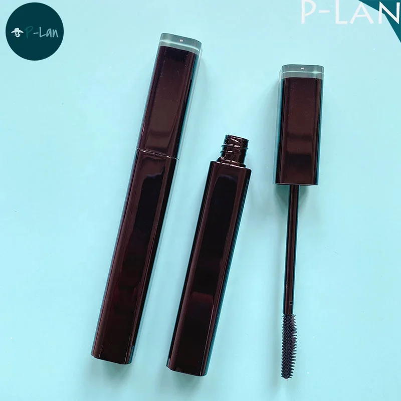P-Lan Brand MOQ 100pcs 16ML Square Cosmetic Mascara Container Private Label White Black Mascara Tubes With Wands Rubber