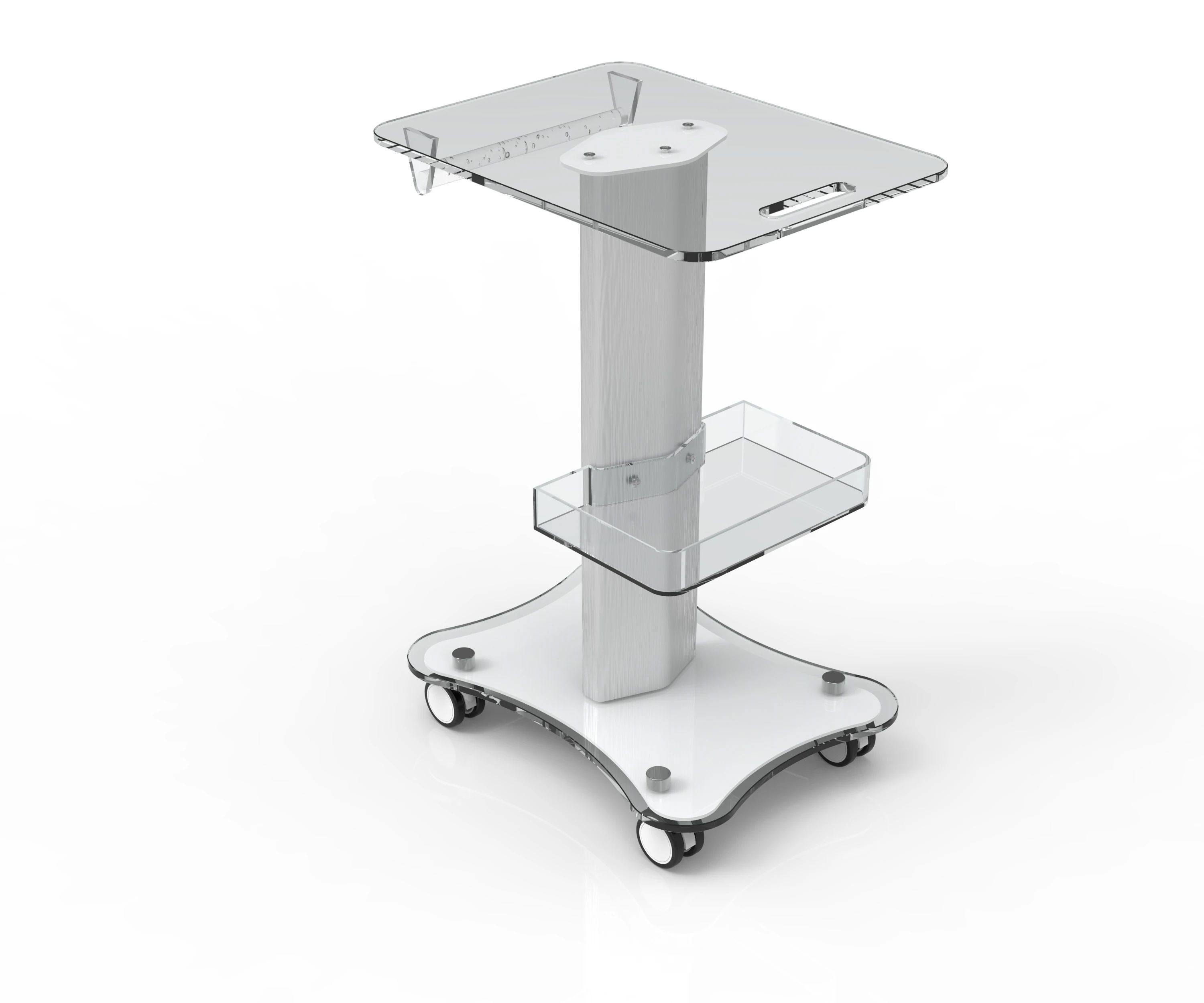 Прозрачная акриловая портативная тележка для салона красоты на 4 колеса