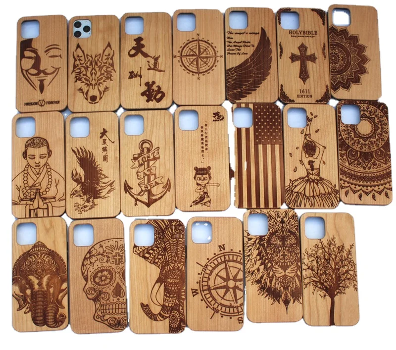 2021 Customize Real Wooden For iPhone 12 pro max Hand Carved Wood Cell Phone Case Cover
