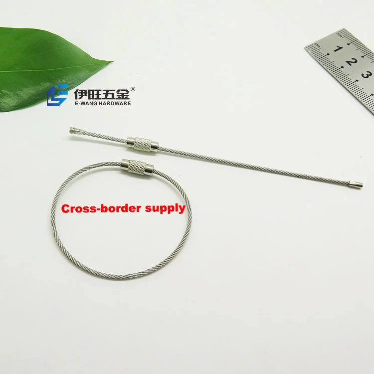 Stainless steel wire keychain cable screw clasp key ring Luggage Tag